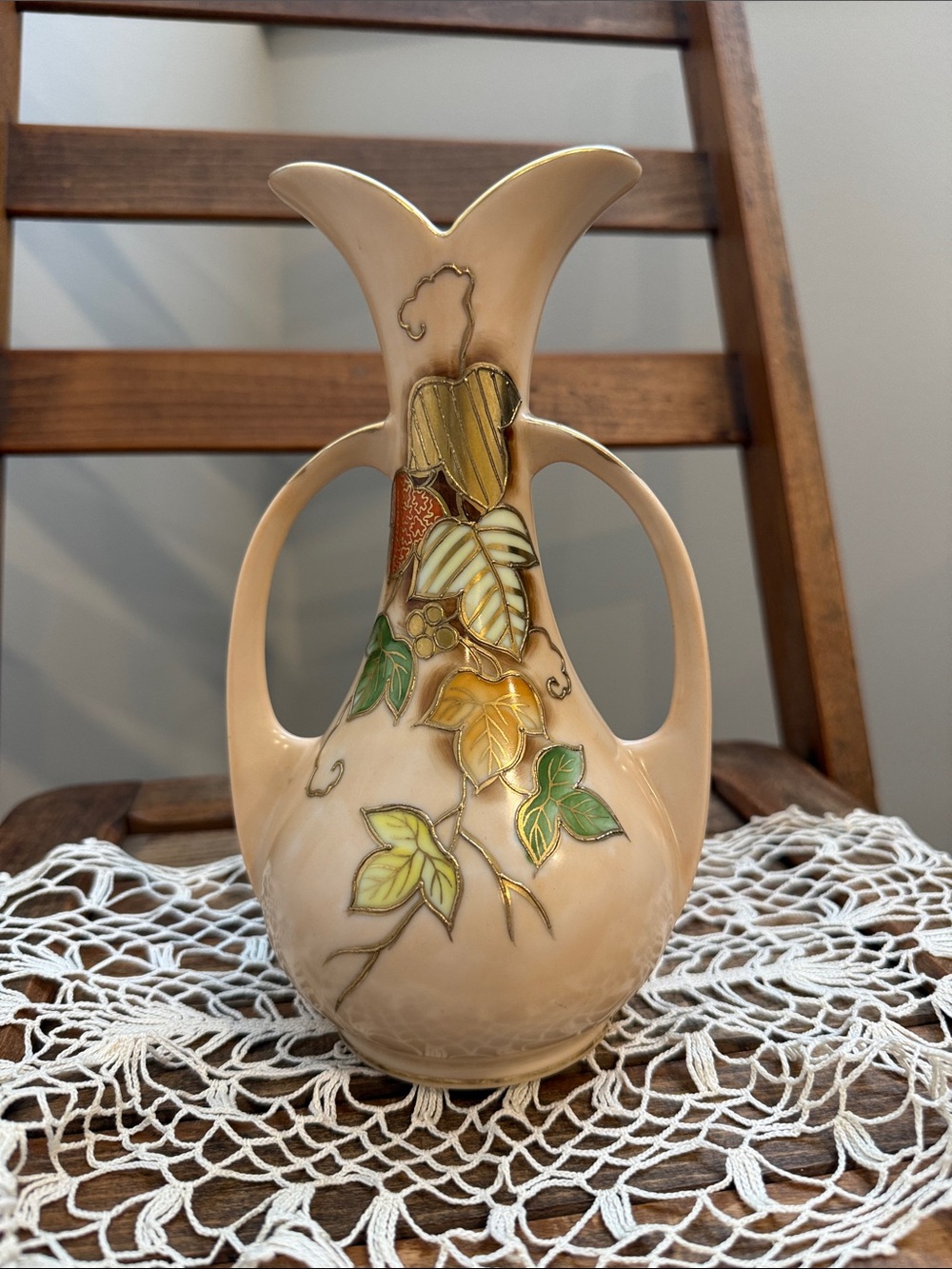 Vintage Norleans Japan Double Handled Art Pottery Vase - Mid Century